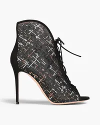 Gianvito Rossi Crystal-embellished mesh ankle boots - Black Black