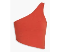Asymmetric one-shoulder stretch-jersey top - Red