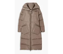 Oversized quilted shell coat - Brown