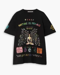 Stella McCartney Nature Is Female oversized printed organic cotton-jersey T-shirt - Black Black