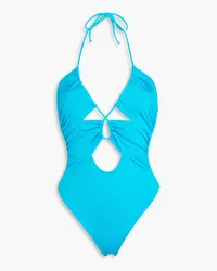 FISCH Saba lace-up stretch-ECONYL® swimsuit - Blue Blue