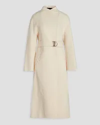 Maje Belted brushed wool-blend coat - White White