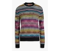 Space-dyed crochet-knit wool-blend sweater - Black
