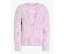 Eleanor open and cable-knit cotton sweater - Purple