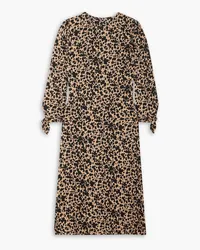 Reformation Port leopard-print crepe midi dress - Neutral Neutral