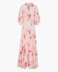 Badgley Mischka Embellished chiffon and tulle maxi dress - Pink Pink