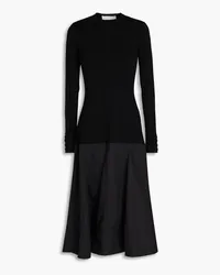 3.1 phillip lim Poplin-paneled ribbed-knit midi dress - Black Black