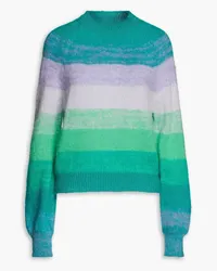 Maje Brushed striped knitted sweater - Green Green