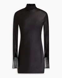 Alexander Wang Crystal-embellished satin-jersey turtleneck mini dress - Black Black