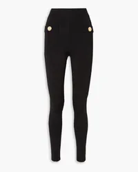 Balmain Button-embellished stretch-ponte leggings - Black Black