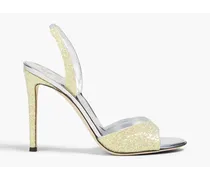 Glittered woven slingback sandals - Yellow