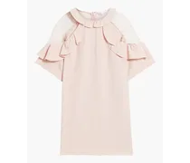 Ruffled point d'esprit-paneled crepe top - Pink