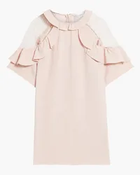 RED Valentino Ruffled point d'esprit-paneled crepe top - Pink Pink