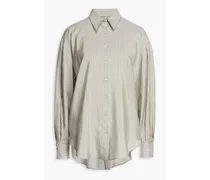 Bead-embellished striped silk shirt - Gray