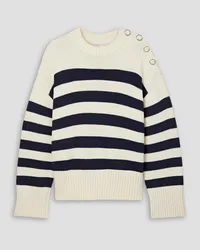 Lafayette148 Striped wool and cotton-blend sweater - White White