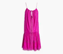 Chelsea embellished lace-trimmed voile mini dress - Pink