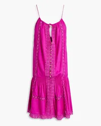 Melissa Odabash Chelsea lace-trimmed embellished voile mini dress - Pink Pink