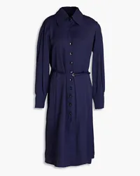 Jil Sander Belted sateen midi shirt dress - Blue Blue