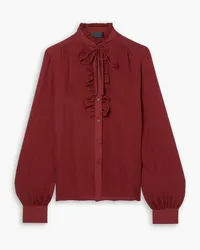 Nili Lotan Alizee tie-neck ruffled silk-georgette shirt - Burgundy Burgundy