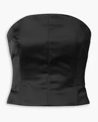 KHAITE Jay strapless duchesse cotton-blend satin bustier top - Black Black