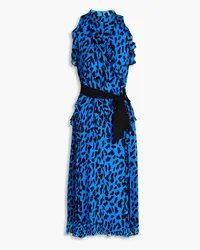 Diane von Furstenberg Trudy ruffled leopard-print georgette midi dress - Blue Blue