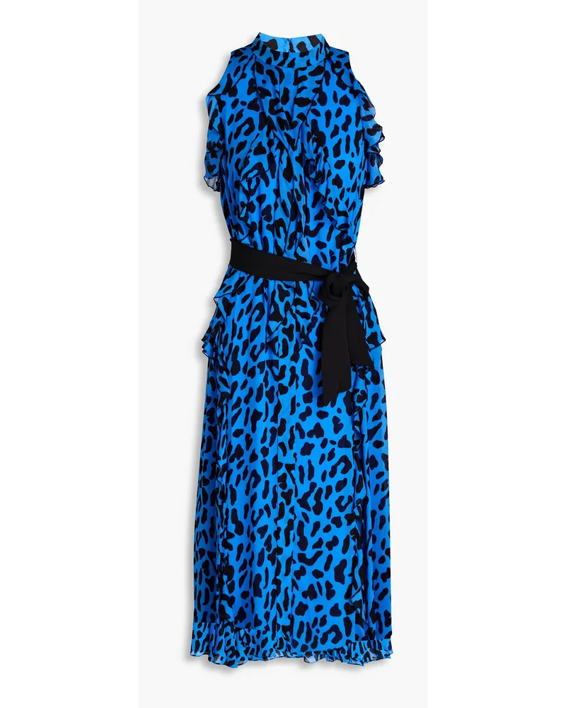 Diane von Furstenberg Trudy ruffled leopard-print georgette midi dress - Blue Blue