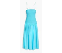 Rylie smocked cotton and silk-blend voile midi dress - Blue