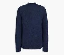 Mélange open-knit wool-blend sweater - Blue