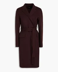 Theory Belted wool and cashmere-blend felt coat - Burgundy Burgundy