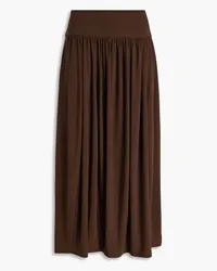 tibi Gathered jersey midi skirt - Brown Brown