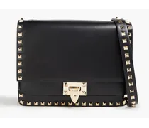 Rockstud leather shoulder bag - Black