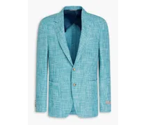Mélange wool-blend blazer - Blue