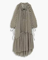 Petar Petrov Hydra ruffle-trimmed striped crepon maxi dress - Black Black