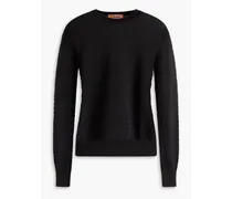 Crochet-knit cotton-blend sweater - Black