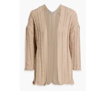 Pointelle-knit cotton cardigan - Neutral