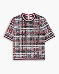 Thom Browne Cropped checked cotton-blend jacquard top - Blue Blue