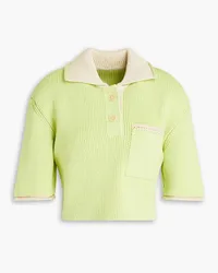 Jacquemus Arco cropped ribbed-knit polo shirt - Green Green