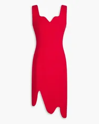 Moschino Scalloped hammered-crepe dress - Red Red