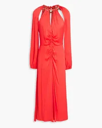 Veronica Beard Fayla cutout silk-blend satin midi dress - Orange Orange