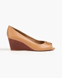 Tory Burch Lowell leather wedge pumps - Brown Brown