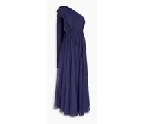 Altheda one-shoulder bow-embellished crepon gown - Blue