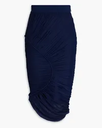 Hervé Léger Ruched ponte and stretch-tulle skirt - Blue Blue