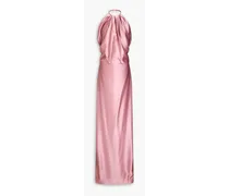 Draped satin-crepe halterneck gown - Pink