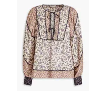 Colette floral-print cotton-blend blouse - Neutral