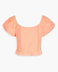 LoveShackFancy Breonna embroidered cotton top - Orange Orange