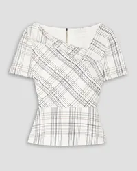 Roland Mouret Mareham checked crepe peplum top - White White