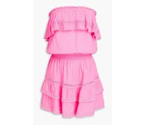 Salma strapless ruffled voile mini dress - Pink