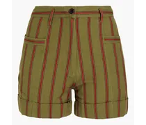 Rocky striped cotton-canvas shorts - Green