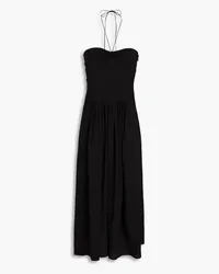 Vince Shirred woven halterneck midi dress - Black Black