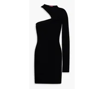 Tinino one-shoulder cutout ribbed-knit mini dress - Black